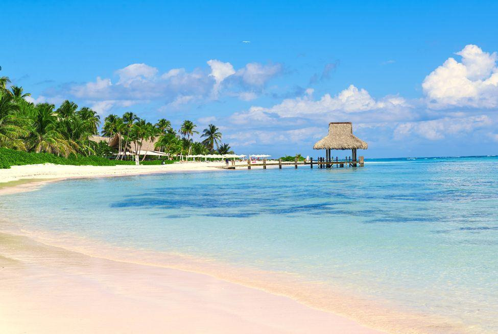 Punta Cana beach with palm trees