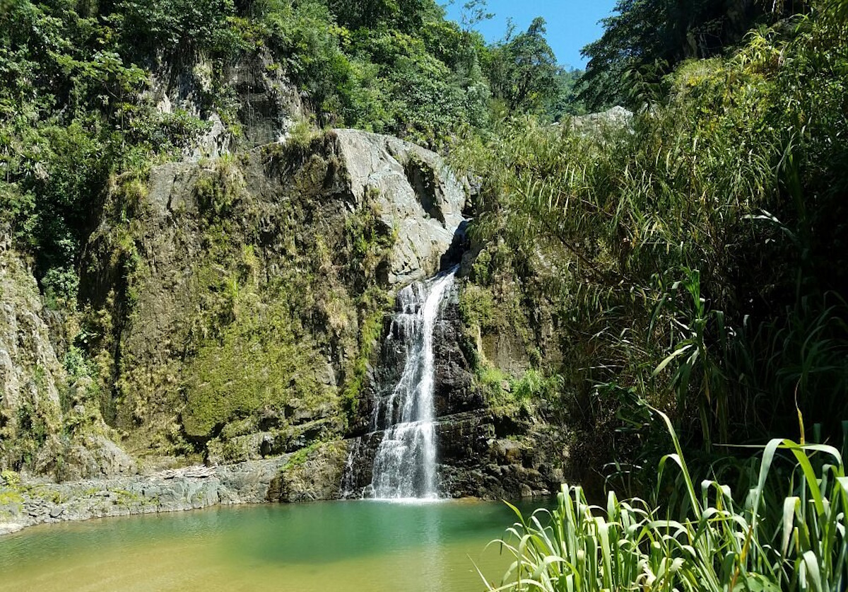 Lush tropical rainforest with waterfalls in Jarabacoa