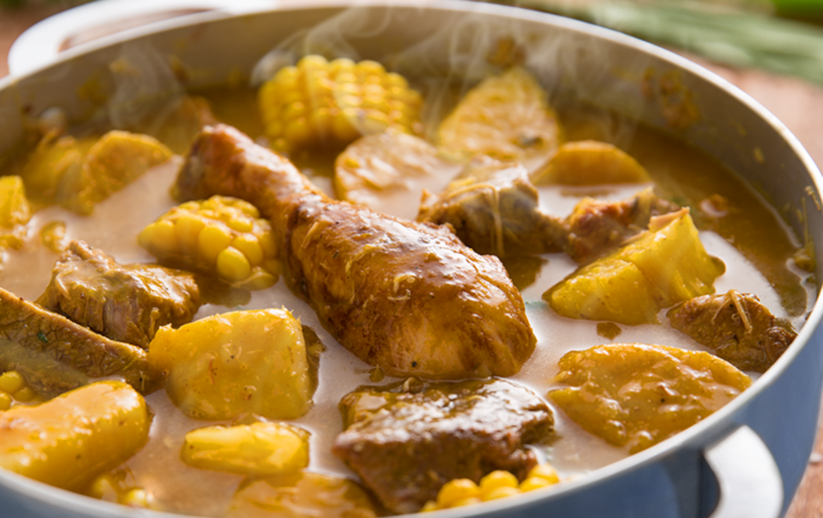 Traditional Dominican food platter